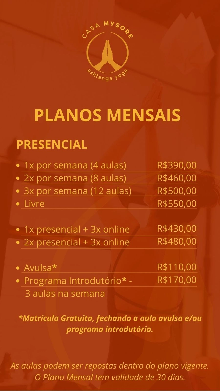 Planos mensais presencial